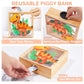 Piggy Bank For Kids, Wooden Money Coin Bank For Boys And Girls, Dinosaur Unicorn Piggy Banks With Diy Stickers For Birthday, Easter Gifts (Orange)