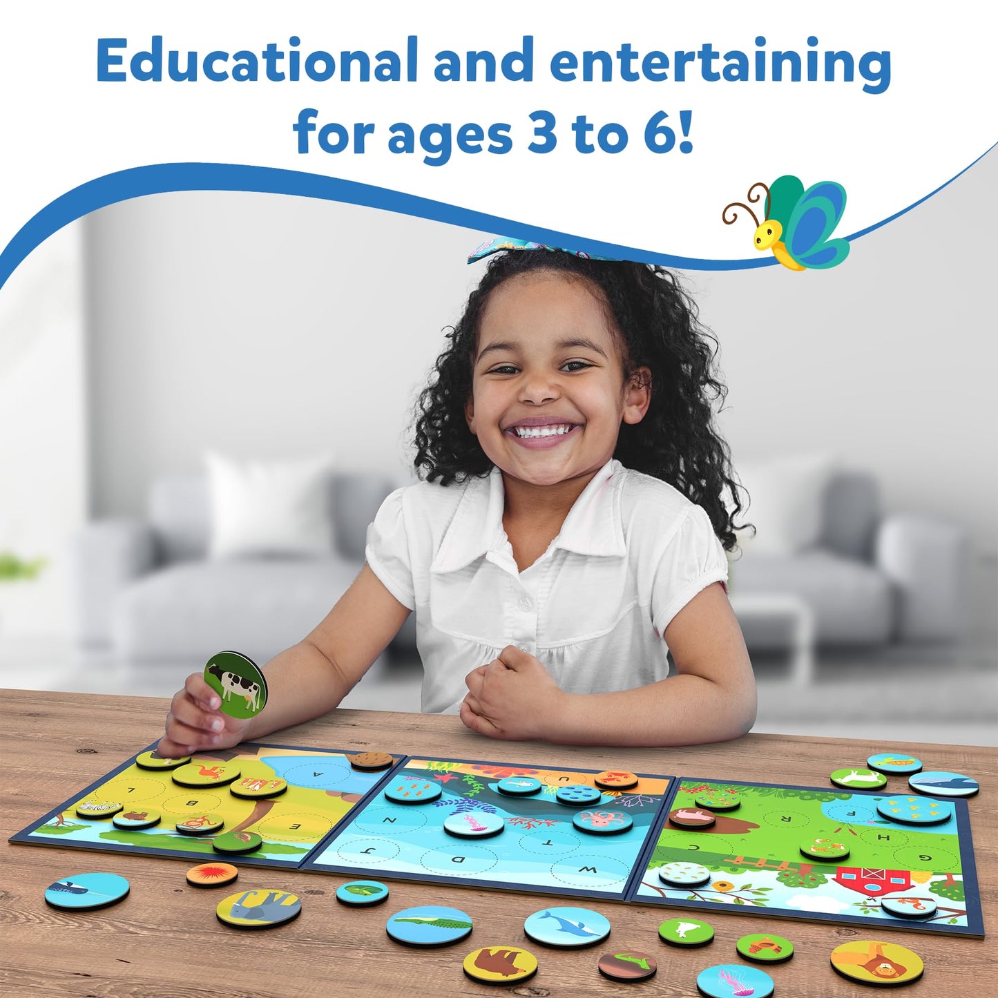 Skillmatics Magnetic Matching Activity - Letters, Numbers & Animals, Preschool Learning Toy & Game For Kids, 35+ Magnetic Pieces, Gifts For Boys & Girls Ages 3, 4, 5, 6