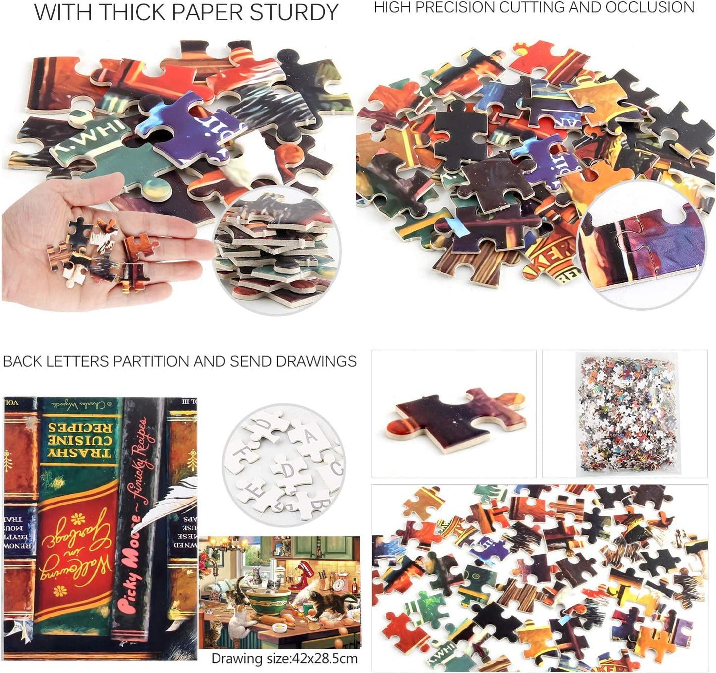 Rajrned Puzzles For Adults - Jigsaw Puzzles 1000 Pieces - Kitchen Cats