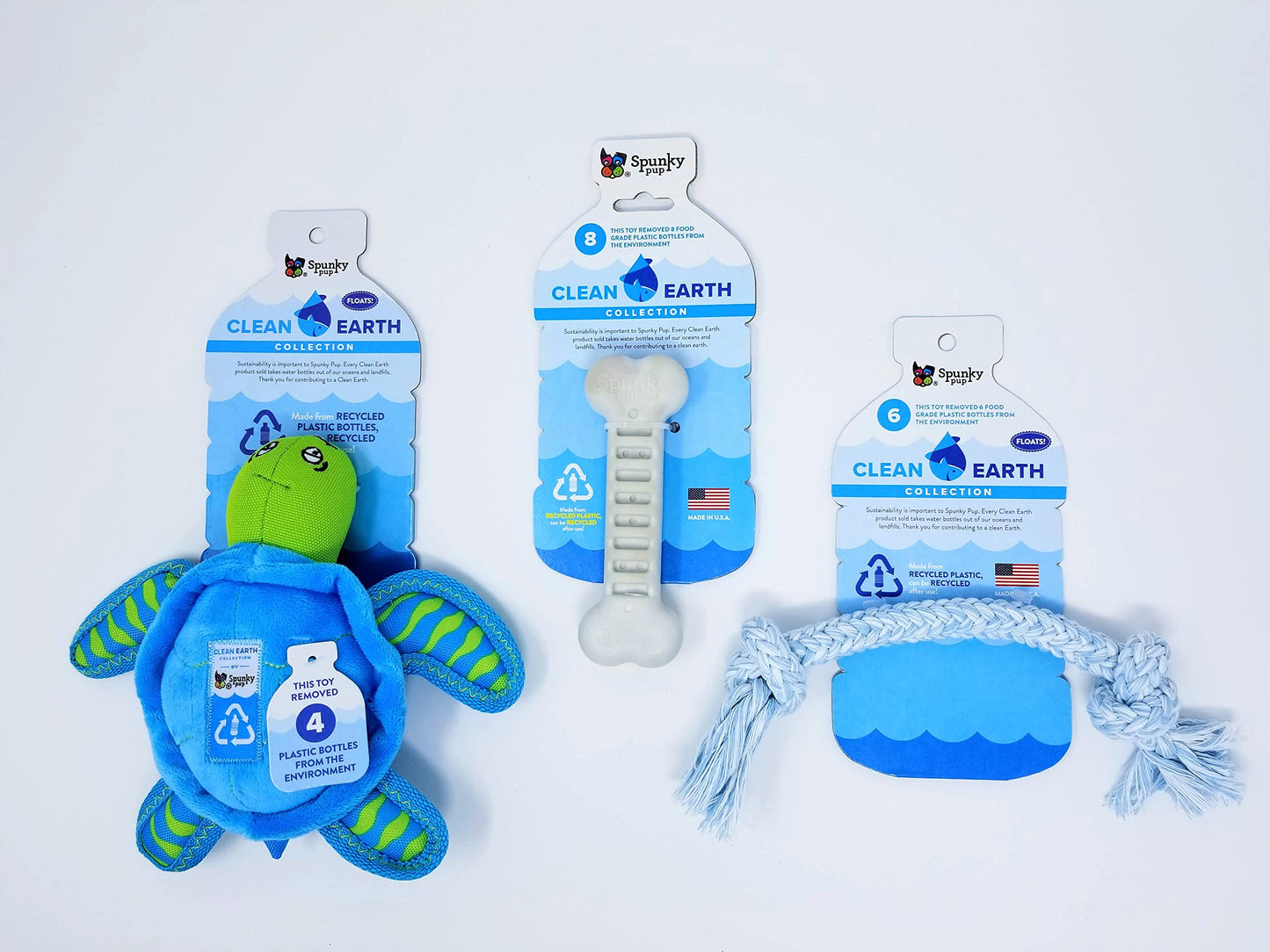 Spunky Pup Clean Earth Plush Turtle | Made From 100% Recycled Water Bottles | Small