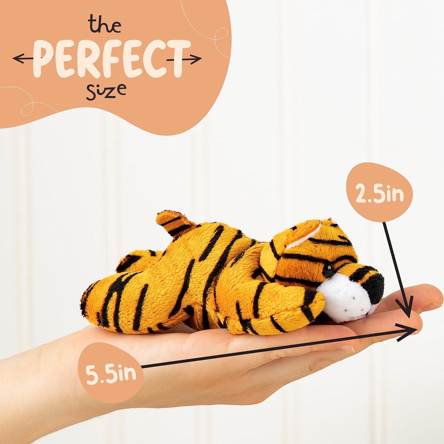 Forest & Twelfth 4' Stuffed Tiger, Single Mini Stuffed Animal Plush Toy For Kids, Jungle Party Favors And Goody Bags, Classroom Treasure Box Prizes, Stocking Stuffers (Tiger)