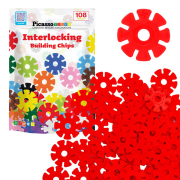 Picassotiles Building Chips Interlocking Disc Construction Blocks In Red Color Stem Learning Early Education Toy Engineering Pla