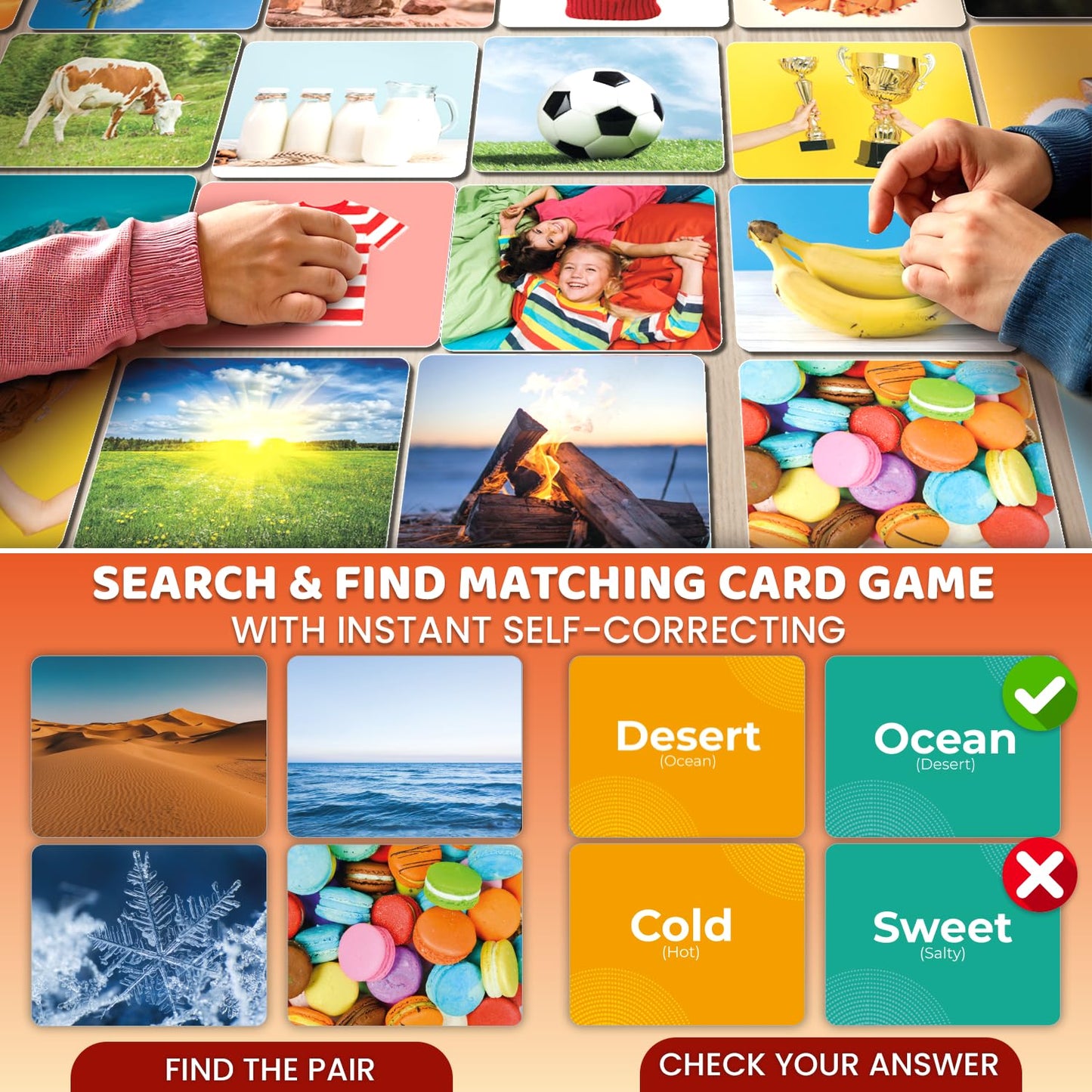 QUOKKA 104 Opposites Vocabulary Flash Cards with Realistic Images for Pre-K and Kindergarten - Perfect for Teachers, Parents, an