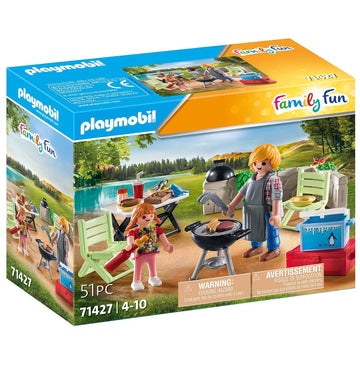 Playmobil Family Fun 71427 Shared Barbecue, Camping, Fun And Enjoyment Outdoors With The Family, With Grill, Cooking Apron And Great Accessories, Toy For Children From 4 Years