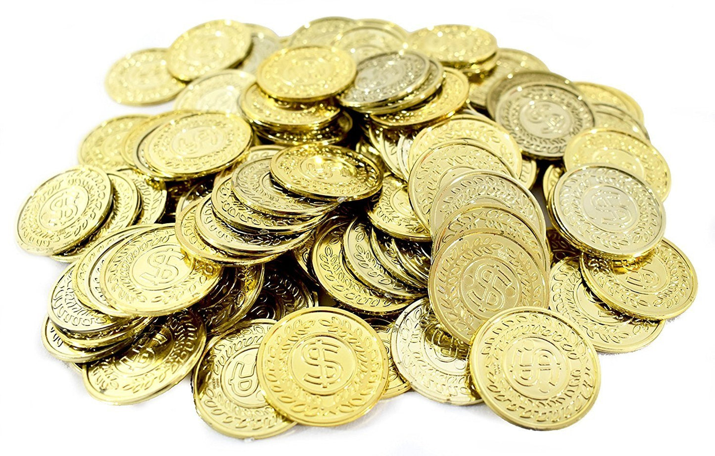 100Pcs Plastic Play Coins Gold Pirate Treasure Hunt Coins Toys For Kids Party Theme Props Decoration,Party Favor,Lucky Draw Game