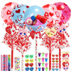 Valentines Day Gifts for Kids - 24 Pack Giant Lollipop Valentines Kit with Cards Slap Bracelets Pencils Stickers Erasers Stamper