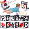 Black And White High Contrast Toys For Baby 0-3 3-6 Months Infant Tummy Time Soft Book Sensory Musical Toy 0-2-4-6 Month Babies Brain Development Montessori Crinkle Book Mirror Newborn Shower Gifts