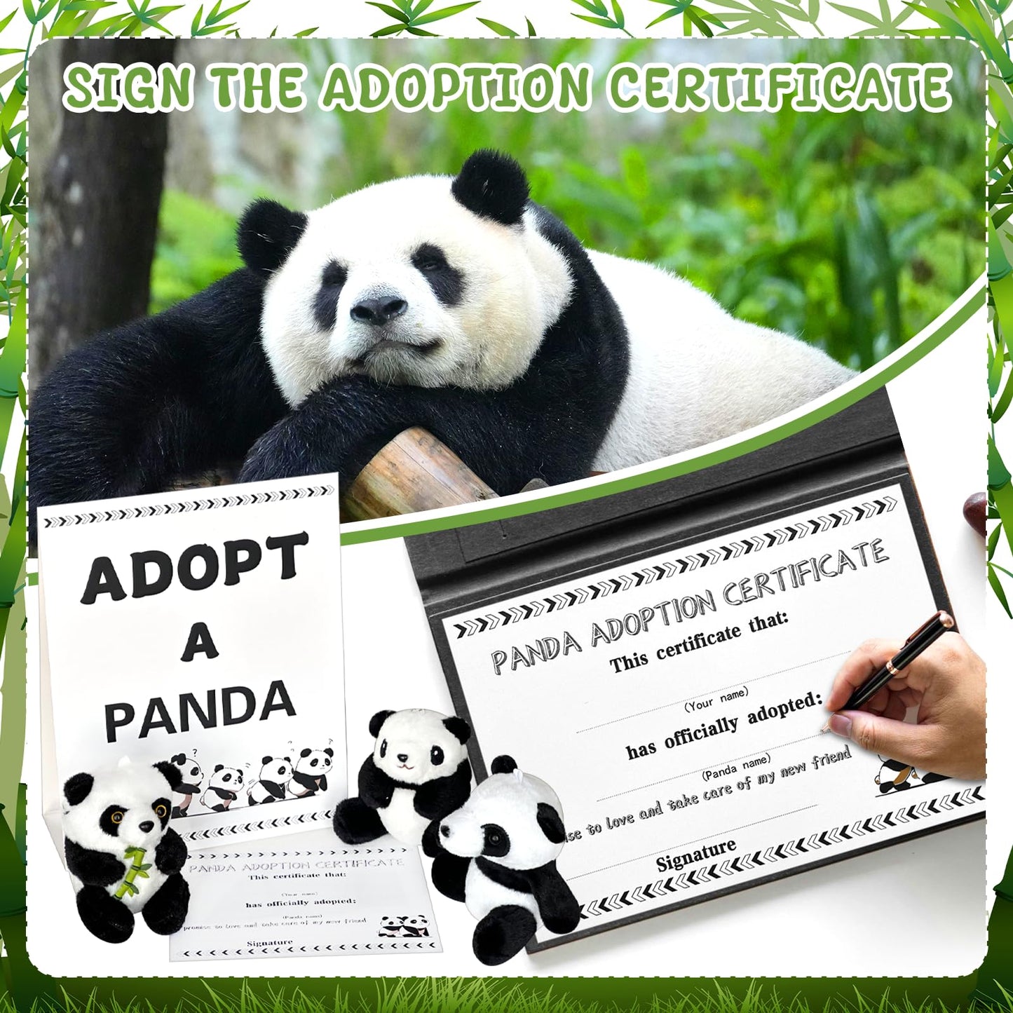 38 Pcs Adopt A Panda Party Favors Include 12 Mini Panda Stuffed Animals 12 Foldable Boxes 12 Adoption Cards 1 Adopt Sign 1 Fence