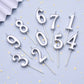 PHD CAKE 10-Pieces Silver Numeral Birthday Candles, Cake Numeral Candles Number 0-9 Glitter Cake Topper Decoration for Birthday,