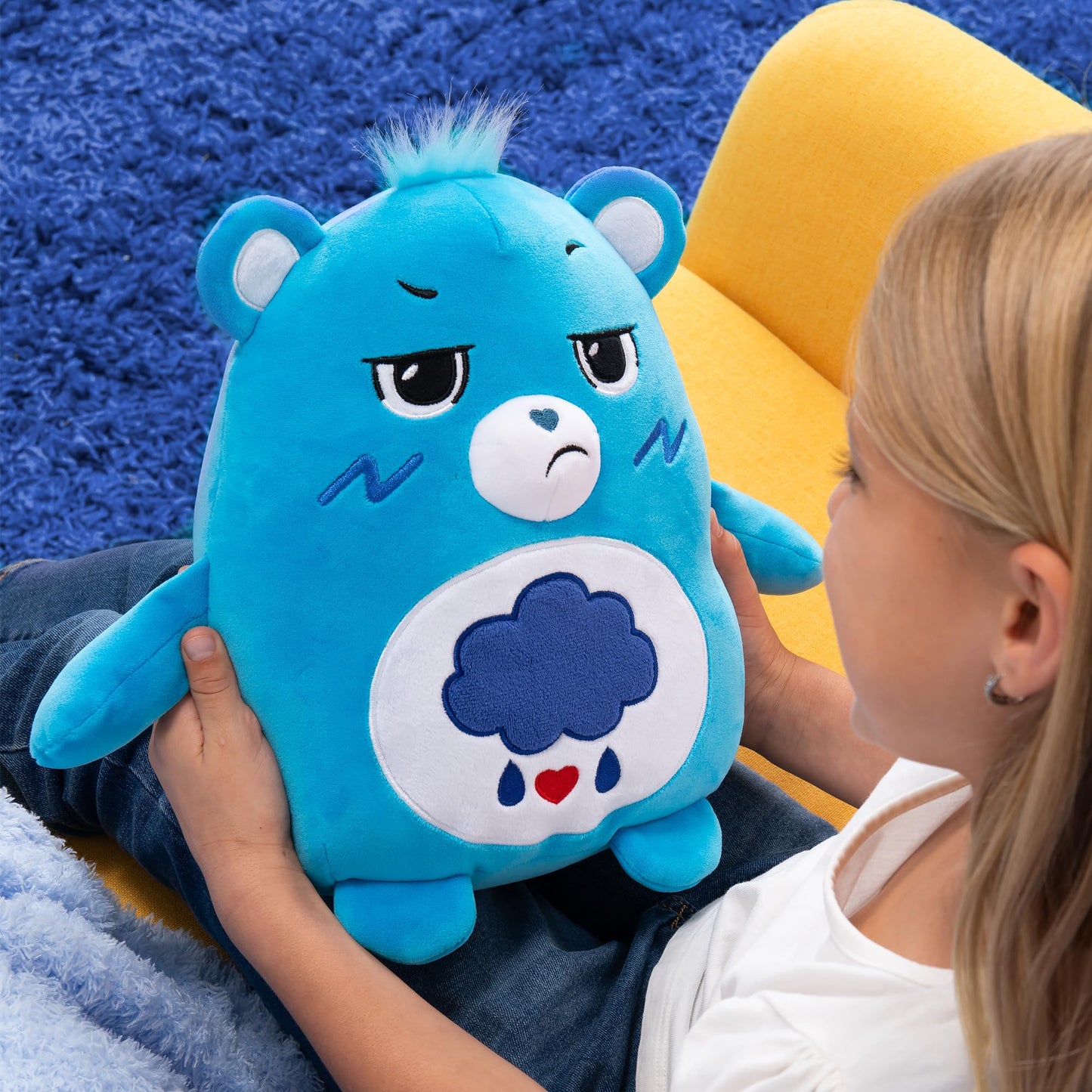 Care Bears Squishy 10'' Plush Grumpy Bear - Blue, Soft Huggable Squishy Material! - Good For Girls And Boys, Employees, Collecto