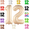 Katchon, Huge Caramel 12 Balloon Number - 40 Inch | Retro Apricot Number 12 Balloons For Birthdays | Happy 12Th Birthday Decorations | Nude 12 Year Old Balloon For Sweet 12 Birthday Balloon Decoration