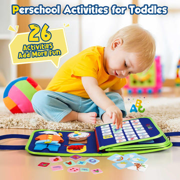 Winblo Toddler Busy Board - Montessori Toys For 1-3 Year Old Boy Birthday Gift, Educational Learning Sensory Busy Book For Two Year Old Boys, Kids Ages 2-4 Activities Toy For Airplane Car Travel