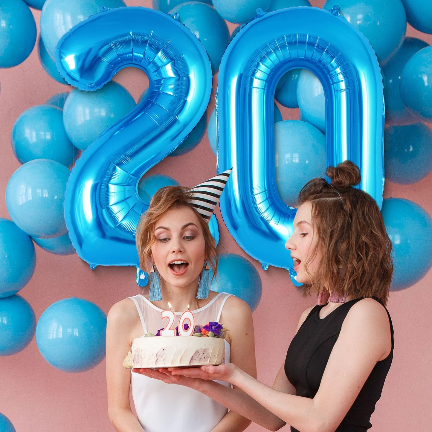 Blue Number 2 Balloon 40 Inch, Big Large Foil Helium Number Balloons, Jumbo Giant Mylar Number 2 Balloons For 2 Second Birthday