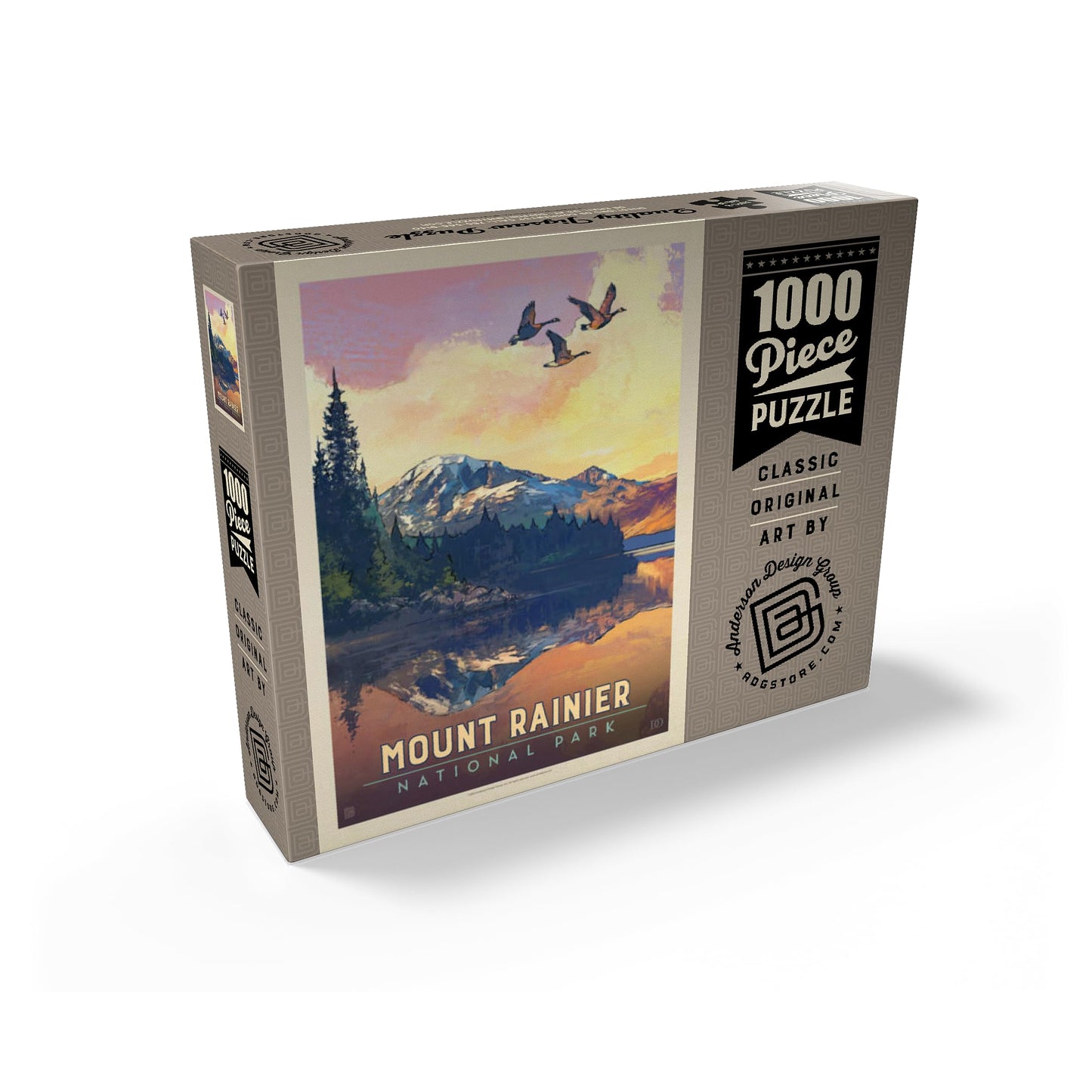 MyPuzzle.com 1000 Piece Vintage Poster Jigsaw Puzzle - Mount Rainier National Park, Colorful Cardboard for Adults