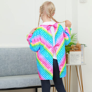 Pashop Kids Art Smocks Unicorn Waterproof Painting Apron Smock For Girls Boys Long Sleeve Knee Length Artist Smock With Pocket F