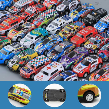 Mostop 100 PCS Mini Pull Back Car Set, Pull Back Racing Vehicles for Kids Toddlers, Kids Party Favors Car Pack Toy with Storage
