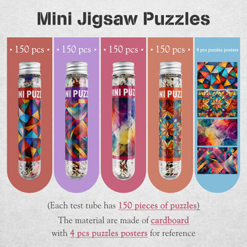 Misitu Small Jigsaw Puzzles For Adults Challenging Puzzle Small Puzzles Mini Jigsaw Puzzles For Adults 150 Pieces Micro Tiny Puzzels Abstract Art Puzzles Travel Puzzles 6 X 4 Inches, 4 Packs