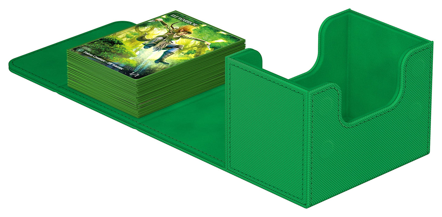 Ultimate Guard Sidewinder 80+, Deck Box for 80 Double-Sleeved TCG Cards, Green, Magnetic Closure & Microfiber Inner Lining for S
