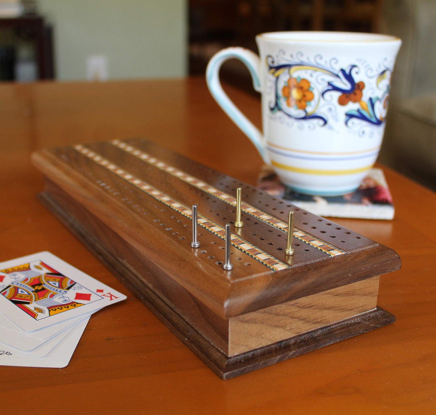 We Games Standard Metal Cribbage Pegs With Velvet Pouch - Set Of 6 (3 Brass, 3 Silver)