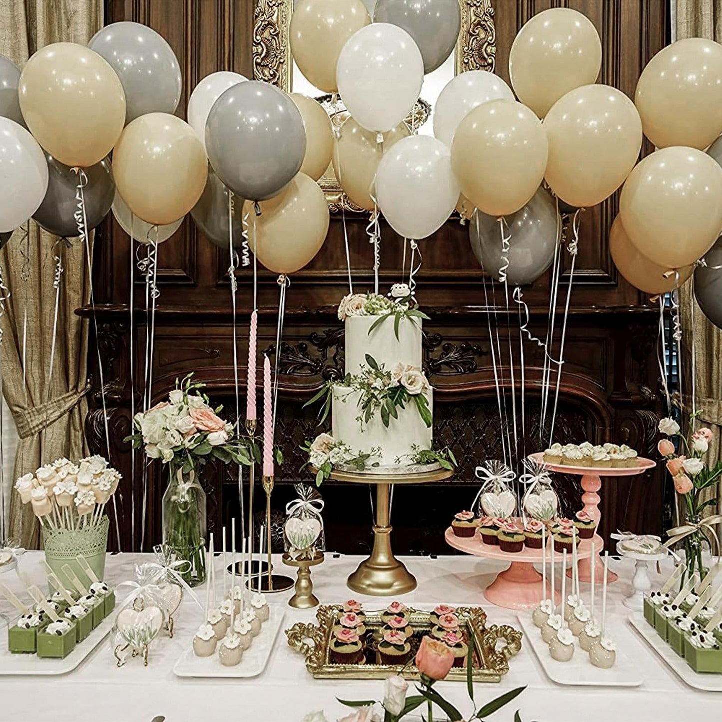 Partywoo White Sand Balloons, 50 Pcs 12 Inch Latte Brown Balloons, Boho Brown Balloons For Balloon Garland Balloon Arch As Party Decorations,Neutral Birthday Decorations, Brown-F56