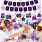 Purple 60Th Birthday Decorations For Women Men Purple Black 60Th Birthday Banner Hanging Swirls 60Th Birthday Balloons Happy 60Th Birthday Cake Topper For Purple Cheer To 60 Years Party Supplies