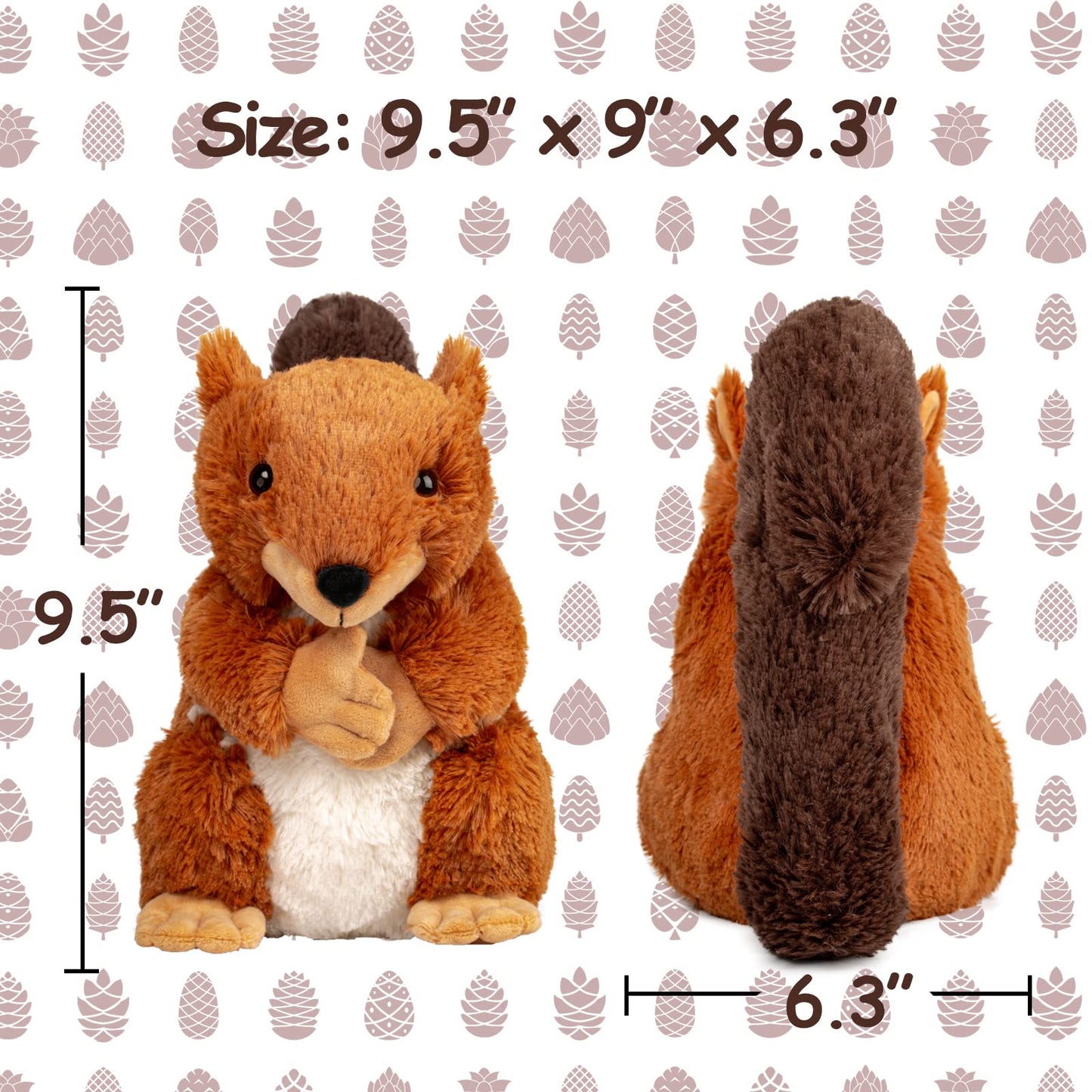 Weigedu Plush Squirrel Stuffed Animal, Huggable Furry Squirrel Toy For Kids Birthday Boys Girls Babies Bedtime Gift, 9.5'