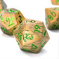 DND Metal Dice - Pharaoh Ruins Gold Metal Dice with Green Cracks - Polyhedral Dice Set for RPG D&D MTG Pathfinder and More - Bea
