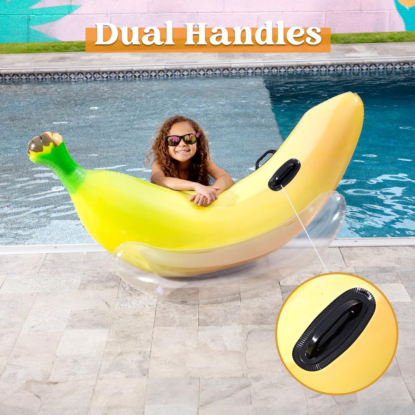 Sloosh Inflatable Banana Pool Float - Ride On Banana Pool Floats Funny Swimming Pool Party Decorations