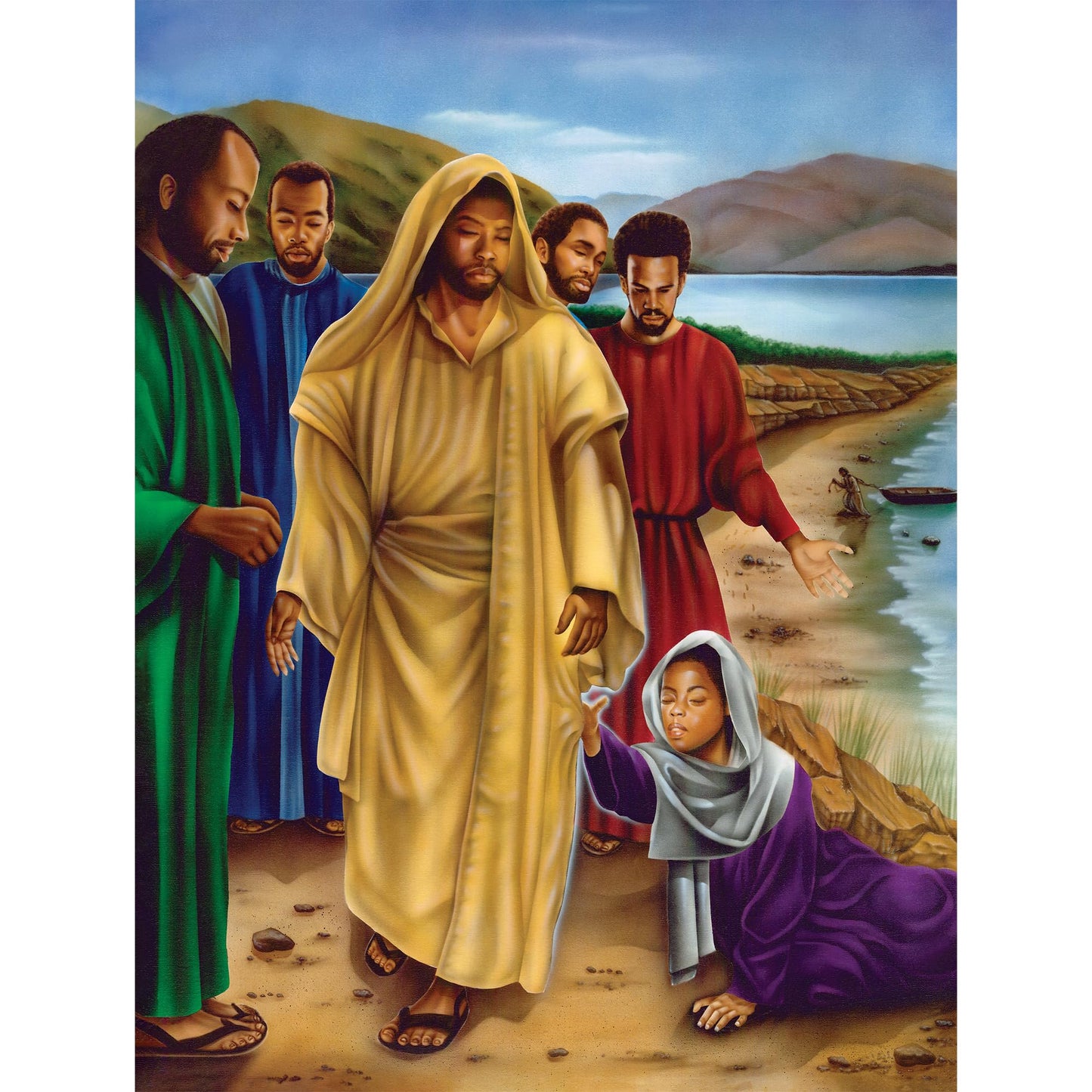 African American Expressions 500-Piece Hem of His Garment Puzzle, Beige Cardboard, Inspiring Christian Artwork for Adults