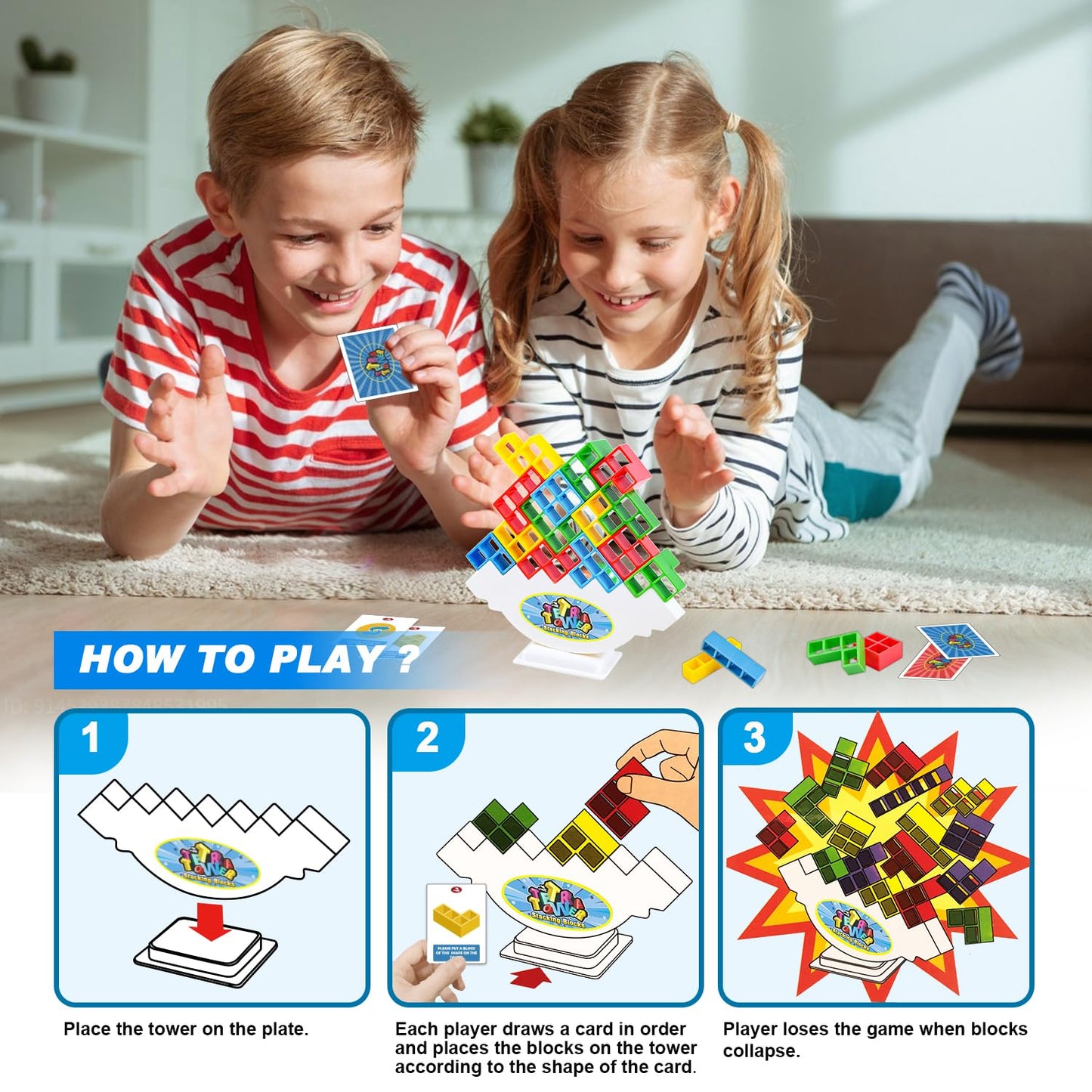 Sylmifoi Tetra Balancing Stacking Tower Toys - 32PCS STEM Game for Kids & Adults, Team Building Blocks with Storage Bag, Model TRA01