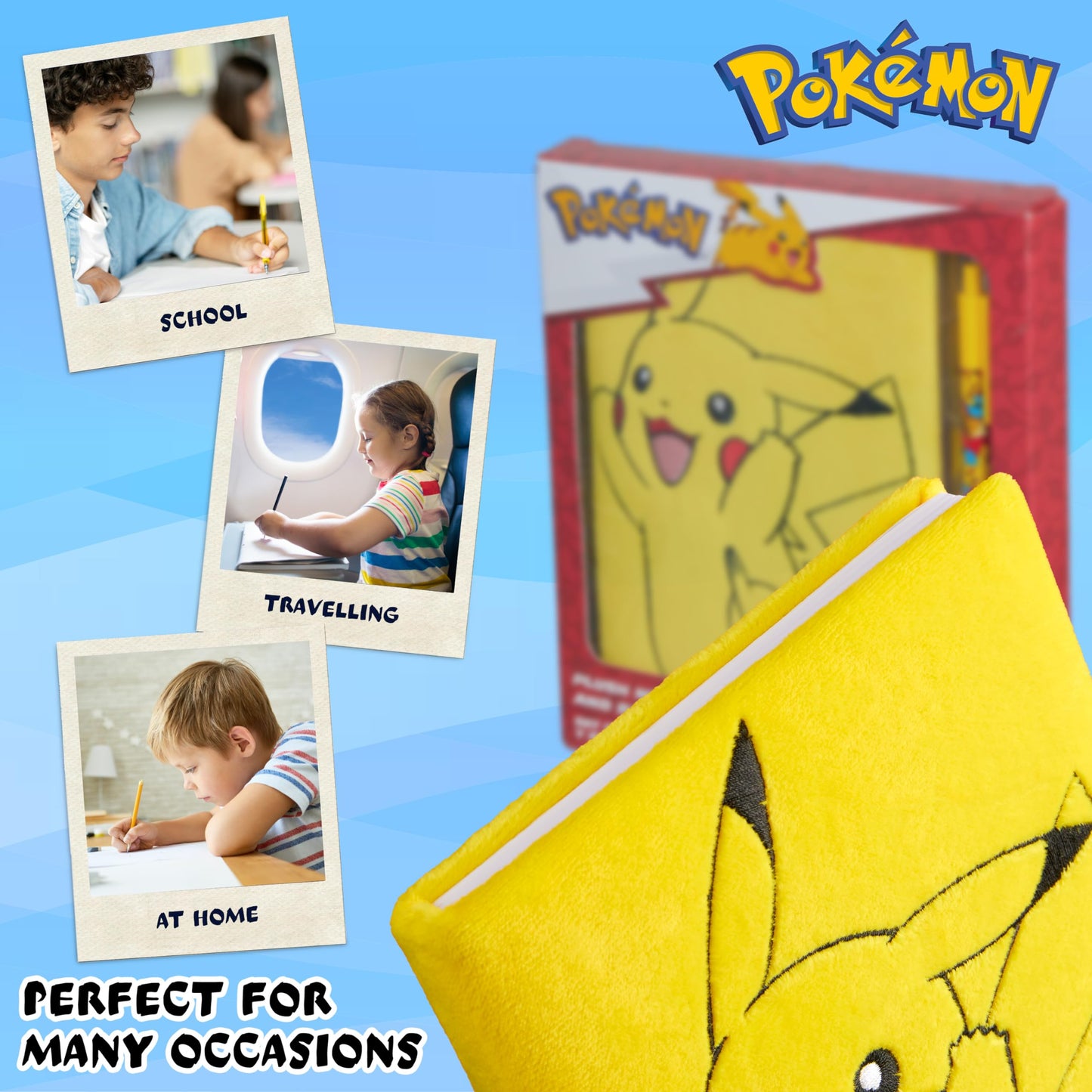 Pokemon Stationery Supplies Set - Kids Diary With Lock, Notebook,Pens - Gifts For Boys (Notebook/Ballpen Set)