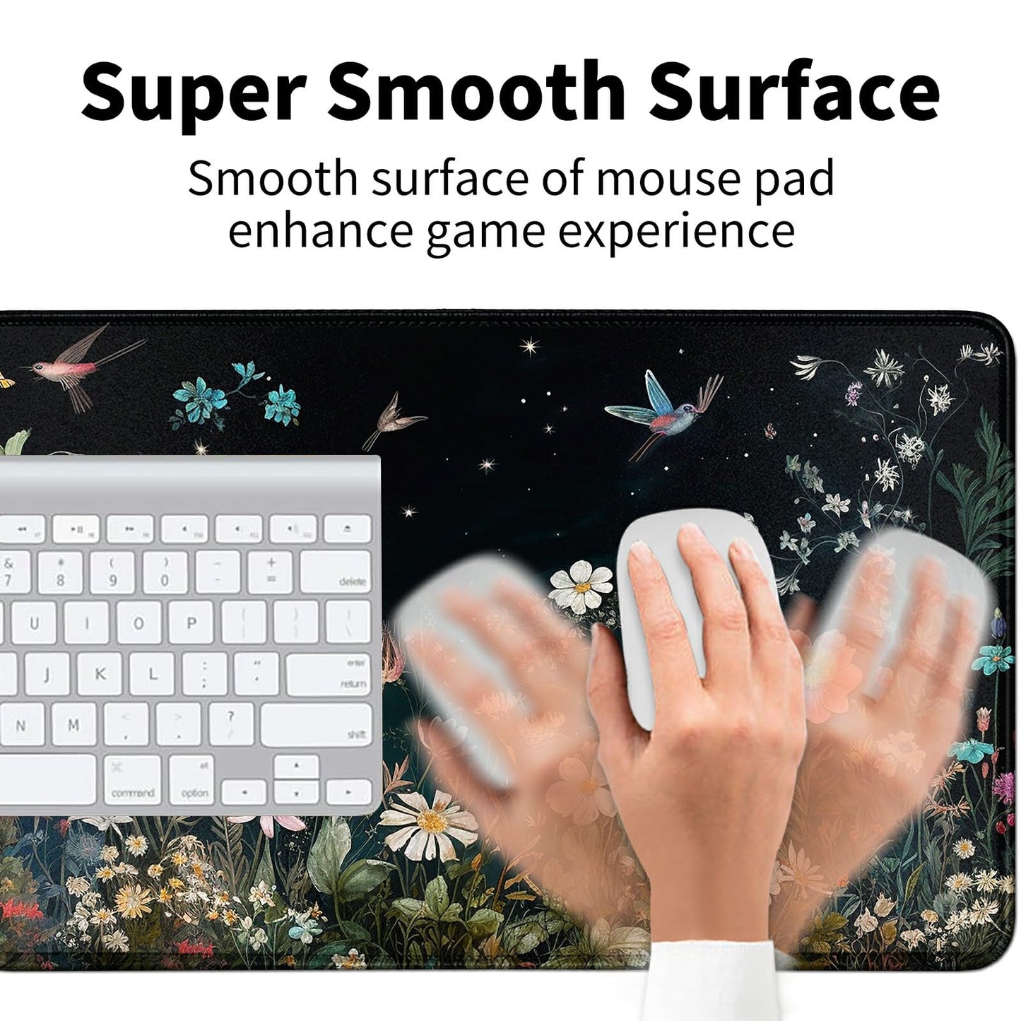 DIGTIALL Card Mat for MTG & TCG Playmat Mouse Pad 24 x 14 Game Mat for MTG RPG CCG Trading Card Game Playmats Table Mat Perfect for Card Games Video Games Computer Office Flowers Grass and Birds