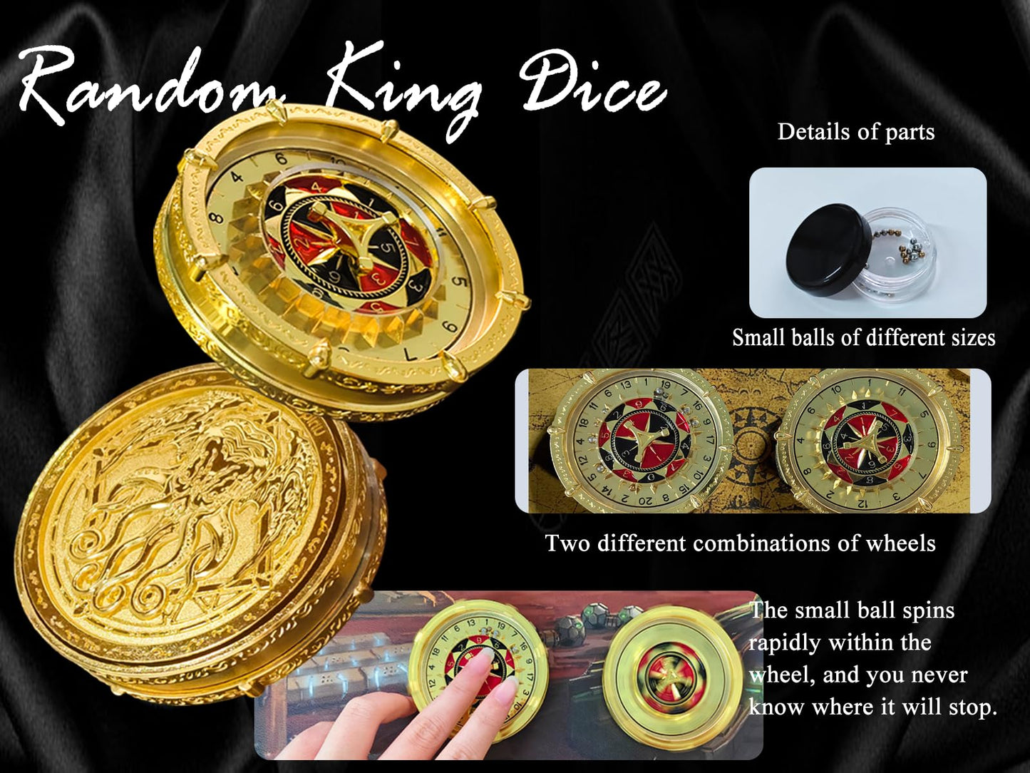 Signalplus Dnd Random King Dice Spinner, Dnd Metal Dice For Dungeons And Dragons Rpg Role Playing Gaming, Customizable Gameplay