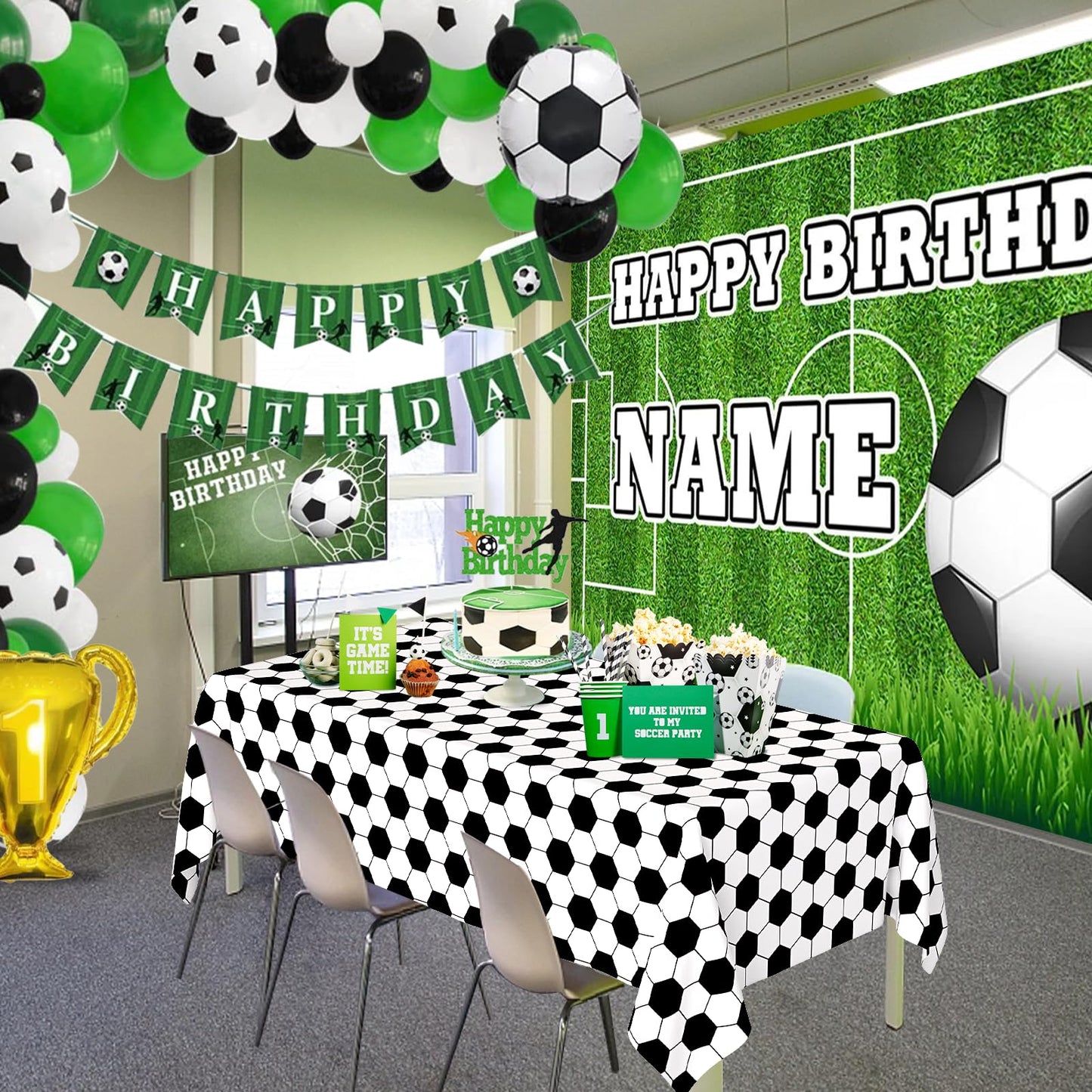 Wnink 4 Pack Soccer Party Tablecloths Soccer Theme Disposable Plastic Table Cloth Soccer Sports Party Table Covers For Soccer Th