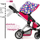 Fash N Kolor | Foldable Pram For Baby Doll With Flower Design With Swiveling Wheel Adjustable Handle Bassinet Stroller With Baby
