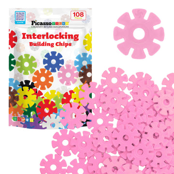 Picassotiles Building Chip Interlocking Disc Construction Blocks In Pink Color Stem Learning Early Education Toy Engineering Pla
