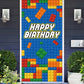 Colorful Building Blocks Happy Birthday Banner Backdrop Background Photo Booth Props Construction Toys Bricks and Blocks Theme D
