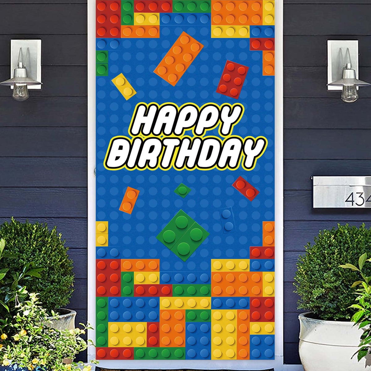 Colorful Building Blocks Happy Birthday Banner Backdrop Background Photo Booth Props Construction Toys Bricks and Blocks Theme D