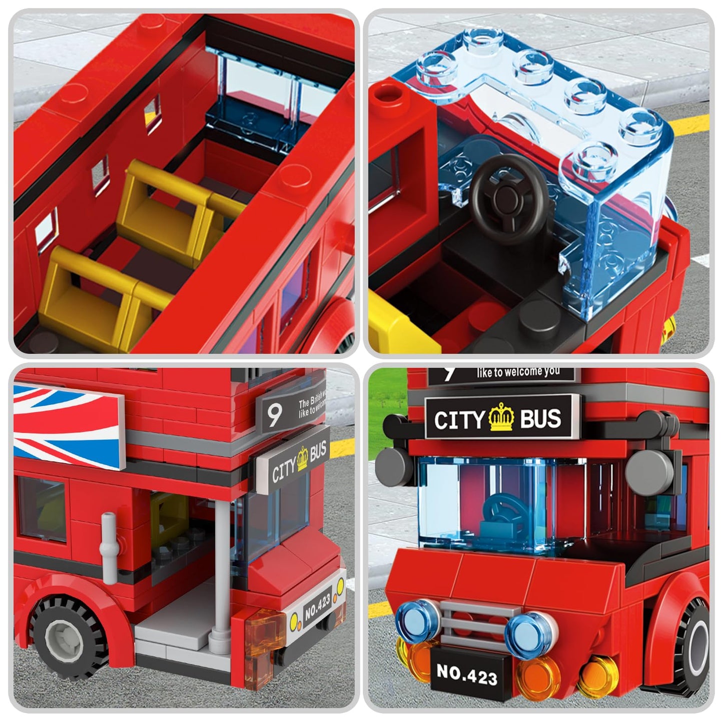 City London Bus Station Building Blocks Set, Double Deckers London Travel Bus And Bus Station, Best Learning Roleplay Stem Bricks Play Toys Gift For Boys Girls Aged 6-12 (458 Pcs)