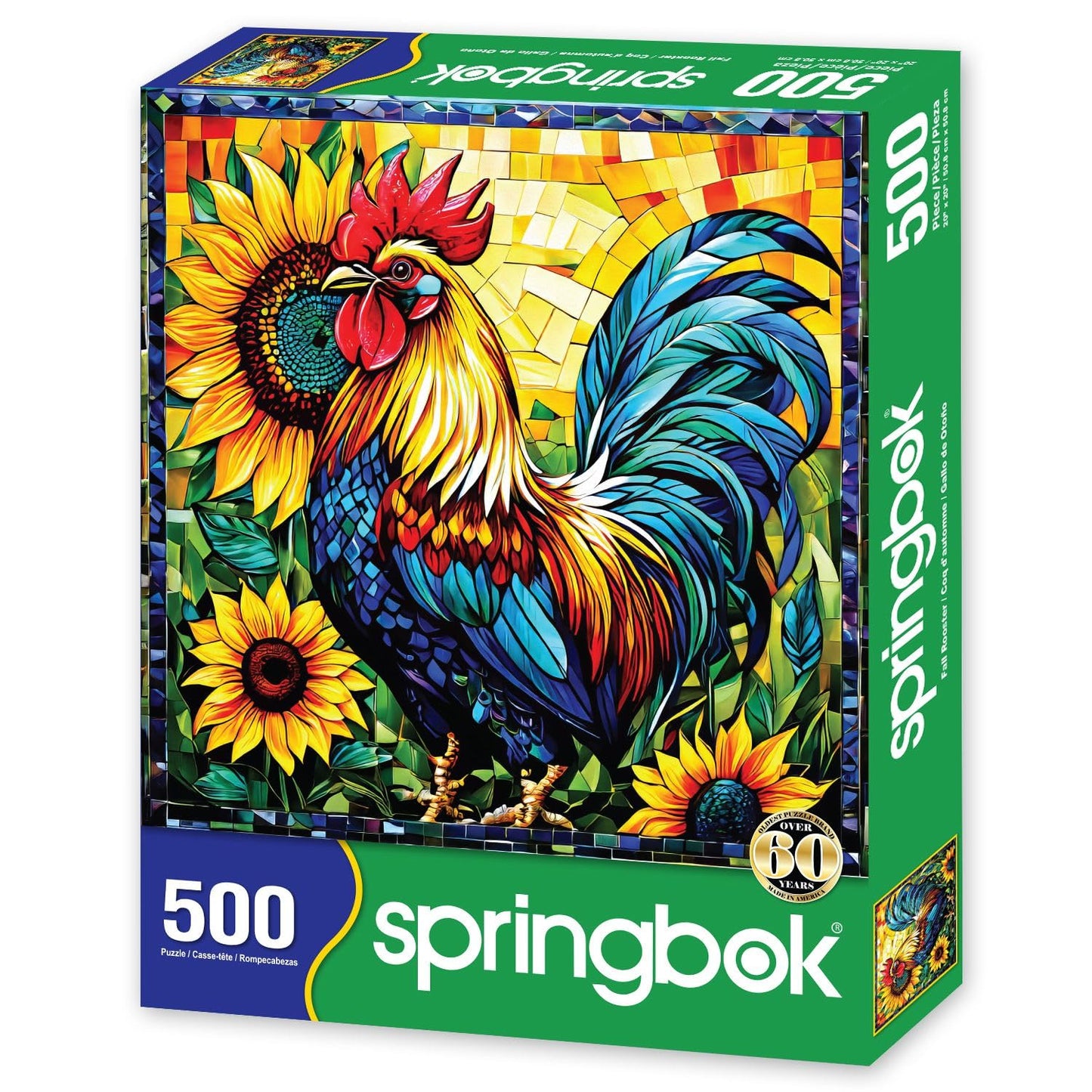 Springbok'S Fall Rooster 500 Piece Puzzle For Adults Is A Vivid Mosaic Of A Colorful Rooster - Ideal For Sharing With Friends