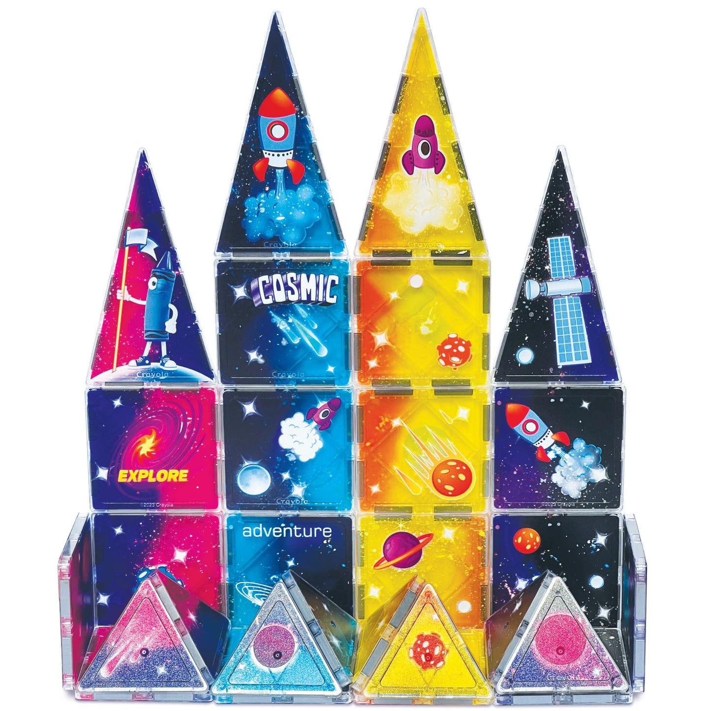 Createon Crayola Cosmic Magnetic Tiles, Building Set For Kids, Magnetic Building Toys For Kids, Stem Learning Toys For Boys And
