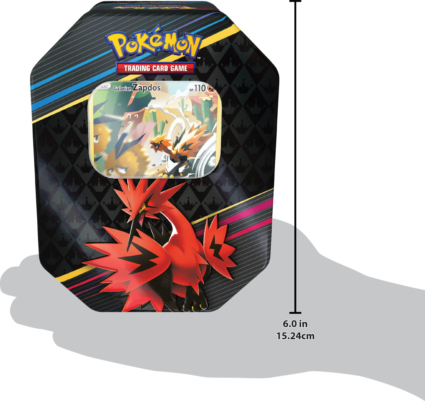 Pokémon Tcg: Crown Zenith Tin – Galarian Zapdos (1 Foil Card & 5 Booster Packs)