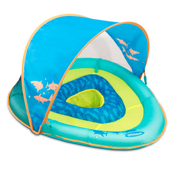 Aqua Grow-with-me BabyBoat with Canopy  Baby Swim Float with Splash & Play Activity Center Safety Seat  Blue