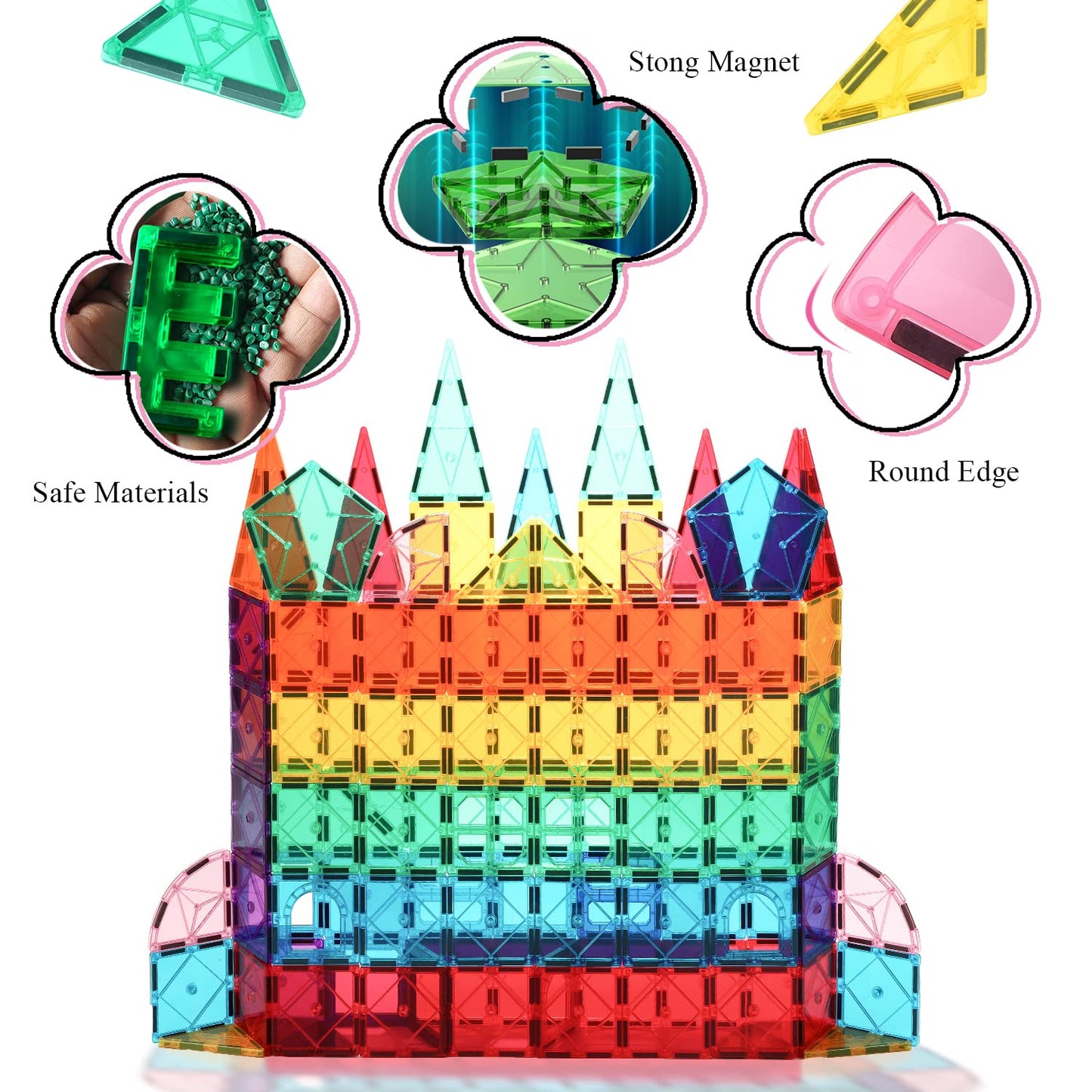 Aquadawn 110 Pieces Magnetic Building Tiles Set With 2 Cars, Magnetic Building Blocks For Toddlers 1-3, Educational Toys Tiles For Kids Ages 4-8, 3D Toys Gifts For Girls Boys