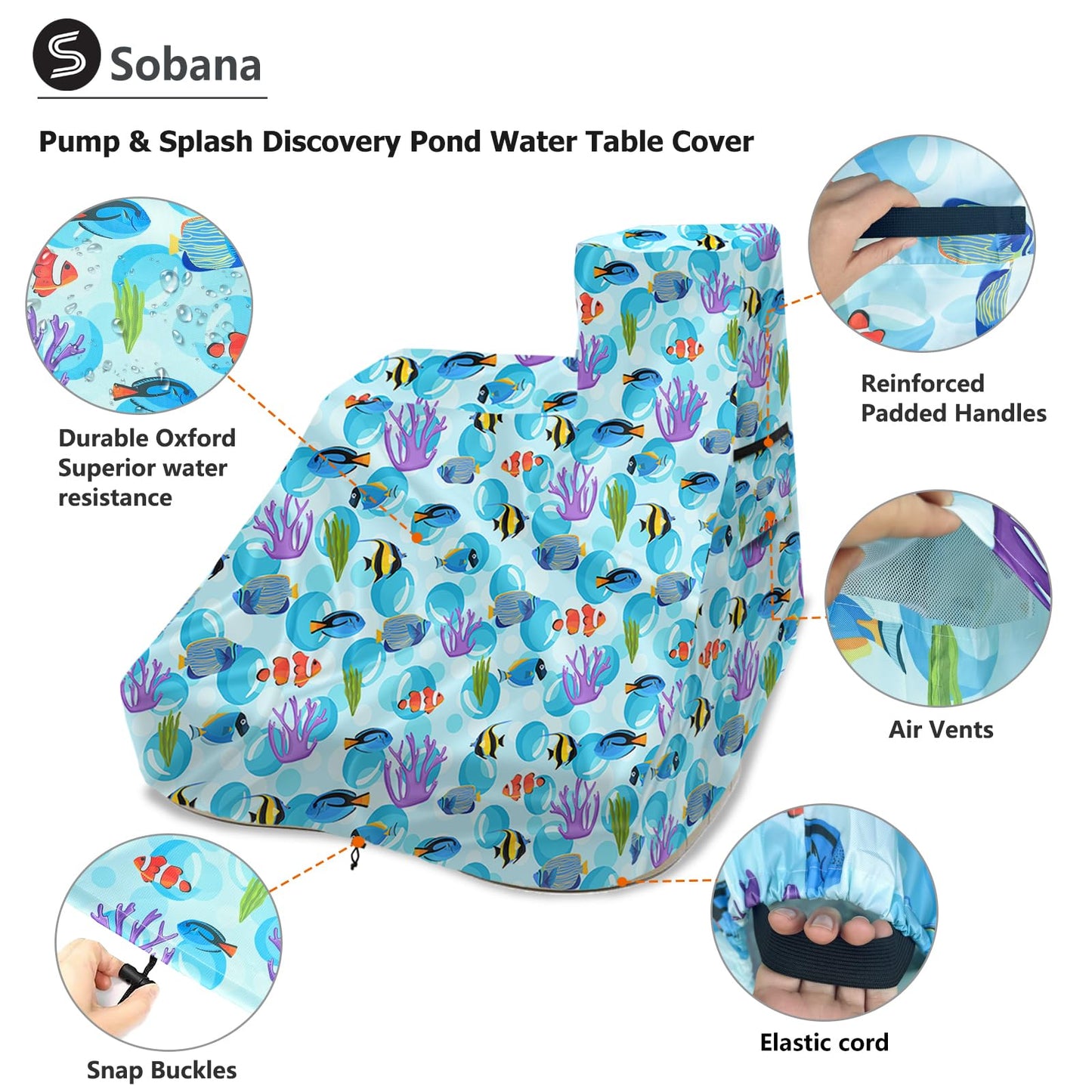 Sobana Kids Water Table Cover for Pump & Splash Discovery Pond Water Table,Waterproof Dust Proof Anti-UV Outdoor Kids Water Sens