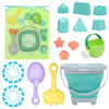 RACPNEL Beach Toys Sand Set for Kids, Collapsible Bucket and Shovels with Mesh Bag, Molds, Flags, Sandbox Kids Toddlers, Travel