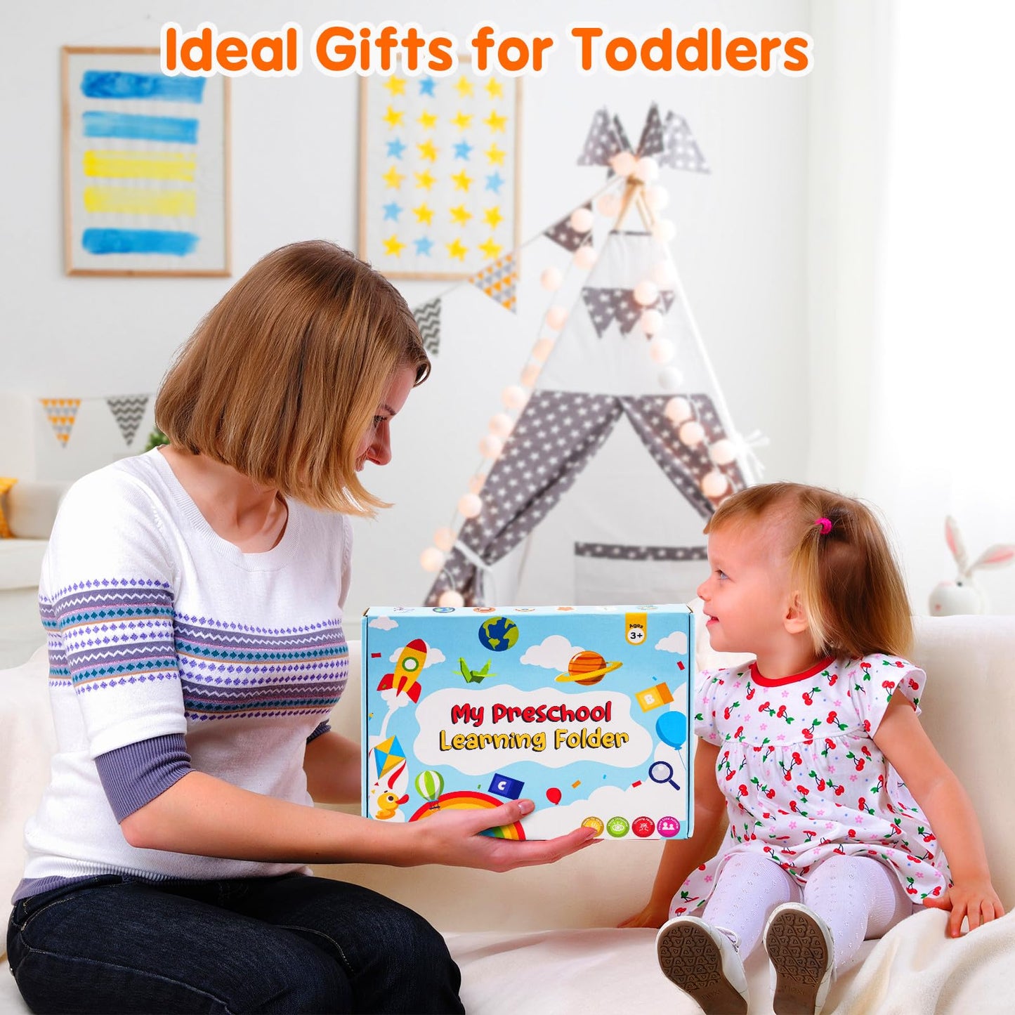 Kids Book Christmas Birthday Gifts for 3 4 5 Year Old Girls, Pre-assembled Stickers & Reusable, Activity Books for Kids Ages 3-5