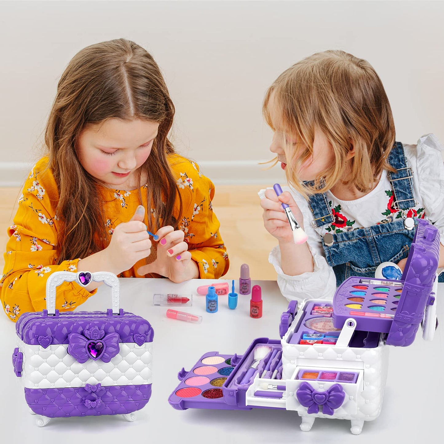 Kids Makeup Kit for Girl Gifts, 54PCS Teensymic Toys Washable Little Girls Princess Make Up Toys for 4 5 6 7 8 9 Year Old Girl B