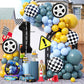 Race Car Birthday Balloons Decorations, 40 Inch Racetrack Black Number 1 Balloons, Large Mylar Black 1 Balloon For 1St Birthday