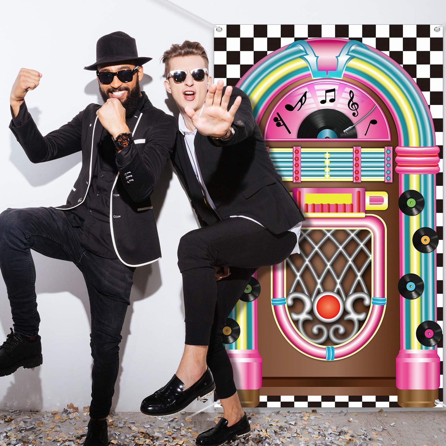 Jukebox Cutout Banner 50 s Rock and Roll Banner Backdrop Birthday Party Decoration Baby Shower Birthday Party Supplies